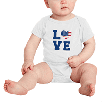 Slatki dječji kombinezon sa srcem i zastavom Sjedinjenih Američkih Država s ljubavlju