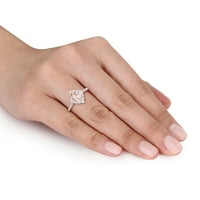 Donje prsten Miabella s морганитом ovalnog rez T. G. W. u 1 karat, bijelim сапфиром okrugli rez i dragulj okrugli