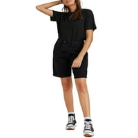 Ležerna jednobojna majica s okruglim vratom i kratkim rukavima u crnoj boji Ženske majice