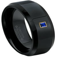 0,05 karatni plavi safirni prsten od volframovog karbida, uglačani crni zaručnički prsten od volframovog karbida-Rujanski