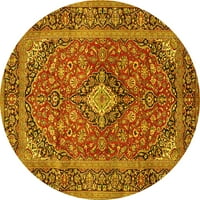Tvrtka Aludes strojno pere okrugle tradicionalne perzijske Prostirke žute boje za unutarnje prostore, promjera