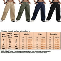 Ženske hlače za jogging u boji, jednobojne teretne hlače, ravne taktičke hlače širokih nogavica, ženske hlače
