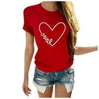 Sretna majica za Valentinovo Srce grafičke majice kratki rukav vrh za kućne radne zabave nose crveno