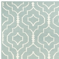 Geometrijski tepih od marokanske vune, svijetloplava slonovača, kvadrat 6' 6'
