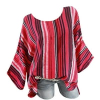 Tajice, joga majice za žene, ženski pulover s okruglim vratom, ulični trend, prugasta široka košulja s Raglan
