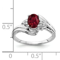 7-karatni ovalni prsten od rubina i dijamanta od bijelog zlata izrađen u laboratoriju