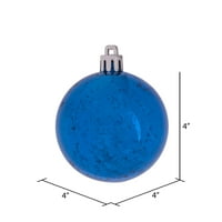 Božićna ornamentna kugla od 4, Plava sjajna živina završna obrada, nelomljiva plastika, blagdanski ukras za božićno