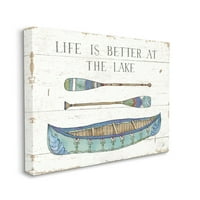 Stupell Industries Život bolji na jezeru rustikalni kanu OS OREST Uzorak grafičke umjetnosti Galerija omotana