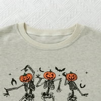 Majica s printom lubanje, ležerna majica s okruglim vratom s dugim rukavima Za proljeće i Jesen, Ženska odjeća