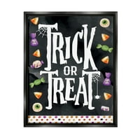 Stupell Industries Trick ili obradite Halloween Candy Holiday Slikanje crne plodove uokvirene umjetničkim printom