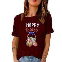 Košulje za žene s printom slova uskršnja jaja grafički Kratki rukav Okrugli vrat labav kroj majice sa smiješnim