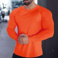 Muške košulje s okruglim vratom s dugim rukavima, jednobojne košulje za treniranje mišića za muškarce