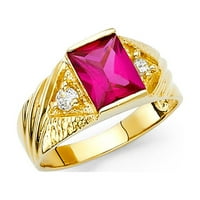 14k čvrsto žuto zlato s okruglim kubičnim cirkonijem, Muški modni prsten za obljetnicu, veličina 11,5