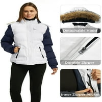 Ženska donja jakna, Vodootporni zimski kaput, vjetrootporni donji kaput u bijeloj i tamnoplavoj boji