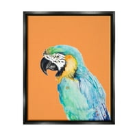Portret tropskog papiga ara, hrabra grafika ptica iz prašume, crno-crno platno s plutajućim okvirom, zidni ispis,