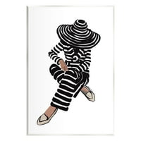 Stupell Industries Stripes uzorak žena sjedeći modni portret Grafička umjetnost Umjetnost Umjetnička umjetnost,