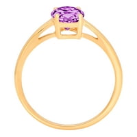 Zaručnički prsten s imitacijom aleksandrita ovalnog reza od 1,0 karata u žutom zlatu od 14 karata, veličine 10,5