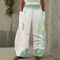 Donje rublje / ženske široke široke hlače, ljetne Ležerne hlače s džepovima i printom, elastične hlače srednjeg