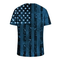 Muške majice na rasprodaji Plus size casual pulover s printom za Dan neovisnosti s izrezom u obliku slova A, sportske