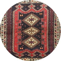Tradicionalni okrugli tepisi od šafrana crvene boje, koji se mogu prati u perilici, 3 inča