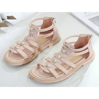 Za djevojčice; ljetne Ležerne cipele; gladijatorske sandale s remenom za gležanj; udobna vjenčana moda; ružičasta