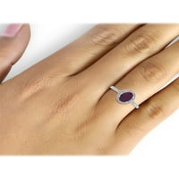 Nakit klub Rubin prsten s kamenom rođenja nakit-2. Rubin u karatima 0. Nakit od sterling srebra s bijelim dijamantnim
