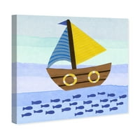 Wynwood Studio Nautical and Coastal Wall Art Canvas Otisci 'čamac' nautički plovi - plava, žuta