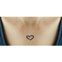 Jewelersclub Sterling Silver Heart ogrlica s crni dijamantni naglasak
