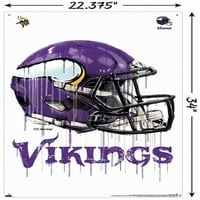 Minnesota Vikings - plakat kaciga za kacigu s push igle, 22.375 34