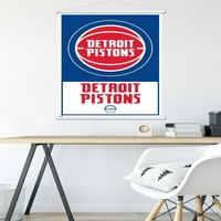 Detroit Pistons - zidni plakat s logotipom u drvenom magnetskom okviru, 22.37534