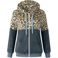 Homenesgenics Ženski kaputi i jakne zazor žena topli kaput jakna s patentnim zatvaračem leopard spajanje dugih