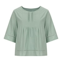 Ženske majice od pamuka i lana Plus size kratkih rukava s okruglim vratom majice casual jednobojne bluze puloveri