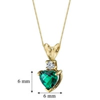 0. CT Oblik srca Zeleno stvoren Smaragdni i dijamantski privjesak u 14k žutom zlatu, 18