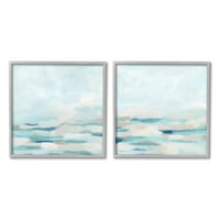Apstraktni oceanski valovi slikoviti krajolik oblačno nebo slika u sivom okviru umjetnički tisak na zidu, set