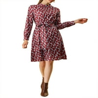 Jedinstvene ponude ženskog cvjetnog tiska dugih rukava A-Line haljina