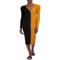 Ženska Midi haljina u naborima u obliku bloka u boji