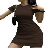 Ženska pripijena Mini haljina u obliku rukava, Kratki rukav, Okrugli vrat na leđima, otvorena uska haljina s omotom