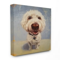 Kolekcija kućnog dekora Riblje Oko, portret bijelog psa izbliza, slika na ispruženom platnu, zidna umjetnost,
