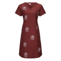 Žene plus veličina casual cvjetni otisak V-izreza kratke haljine s kratkim rukavima labava haljina xxl