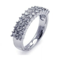 Prozirni kubični cirkonij, prsten od sterling srebra presvučen rodijem, Veličina 9