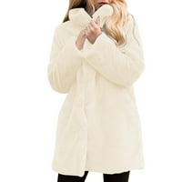 Ženski kaput ženski jednobojni kaput jakna zimska topla labava s ovratnikom Plus Size ugodna gornja odjeća modna