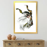 DesignArt 'crno -bijeli portret koza II' Farmhouse uokvireni umjetnički tisak