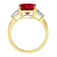 Crveni prirodni granat asssher cut 3K žuto zlato 18k vjenčani prsten za godišnjicu braka veličina 8