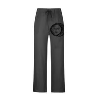Muške pamučne lanene hlače, Ležerne hlače s elastičnim pojasom i vezicama, ravne joga hlače, lagane ljetne hlače