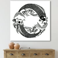 Kineska Koi Riba u stilu Chinoiserie slika slika umjetnički tisak na platnu