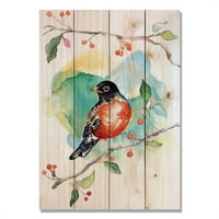 Daydreamhq Ahrb- Robin & Berry slikanje drva Art Print