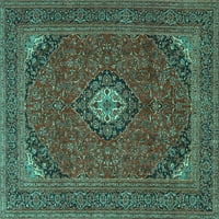 Tradicionalni unutarnji tepisi s pravokutnim medaljonom tvrtke u tirkizno plavoj boji, 3 '5'