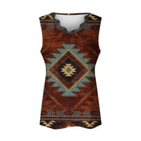 Ženski V vratni čipkasti tenk vrhovi labave ležerne košulje bez rukava Western Tees Graphic Ethic Camisole Aztec