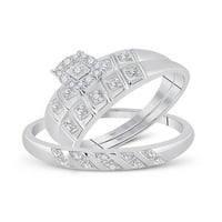 Jewels sterling srebro njegov njezin okrugli dijamantski klaster koji odgovara vjenčanom setu cttw veličina 5.5