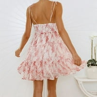 Bxingsftys boemska cvjetna mini haljina za tiskanje bez rukava cvjetna haljina ljetna odjeća